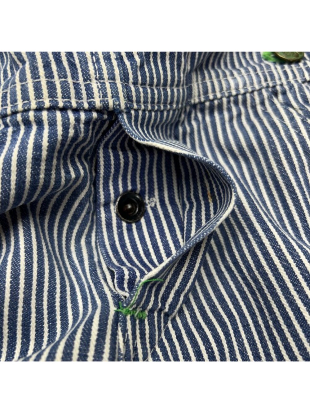 Vintage OshKosh BGosh Sanforized Blue & White Striped Overalls Adjustable Straps - Picture 6 of 16
